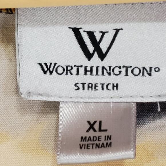 Worthington Stretch V Neck Ruched Front Abstract Cap Sleeve Top XL - Picture 4 of 5